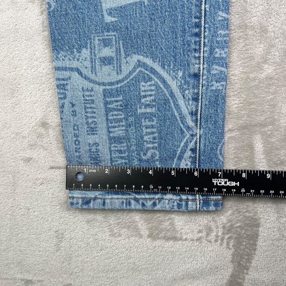 Levis 501 Jeans Women 28x28 Blue Graphic Print Straight Button Fly Western Denim - Picture 8 of 15
